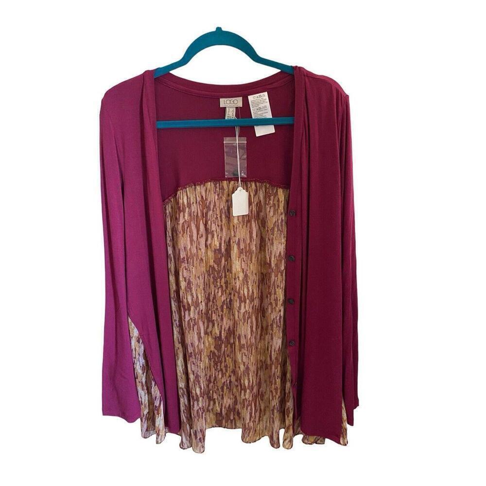 LOGO Open Front Pink Duster Sz. XL NWOT